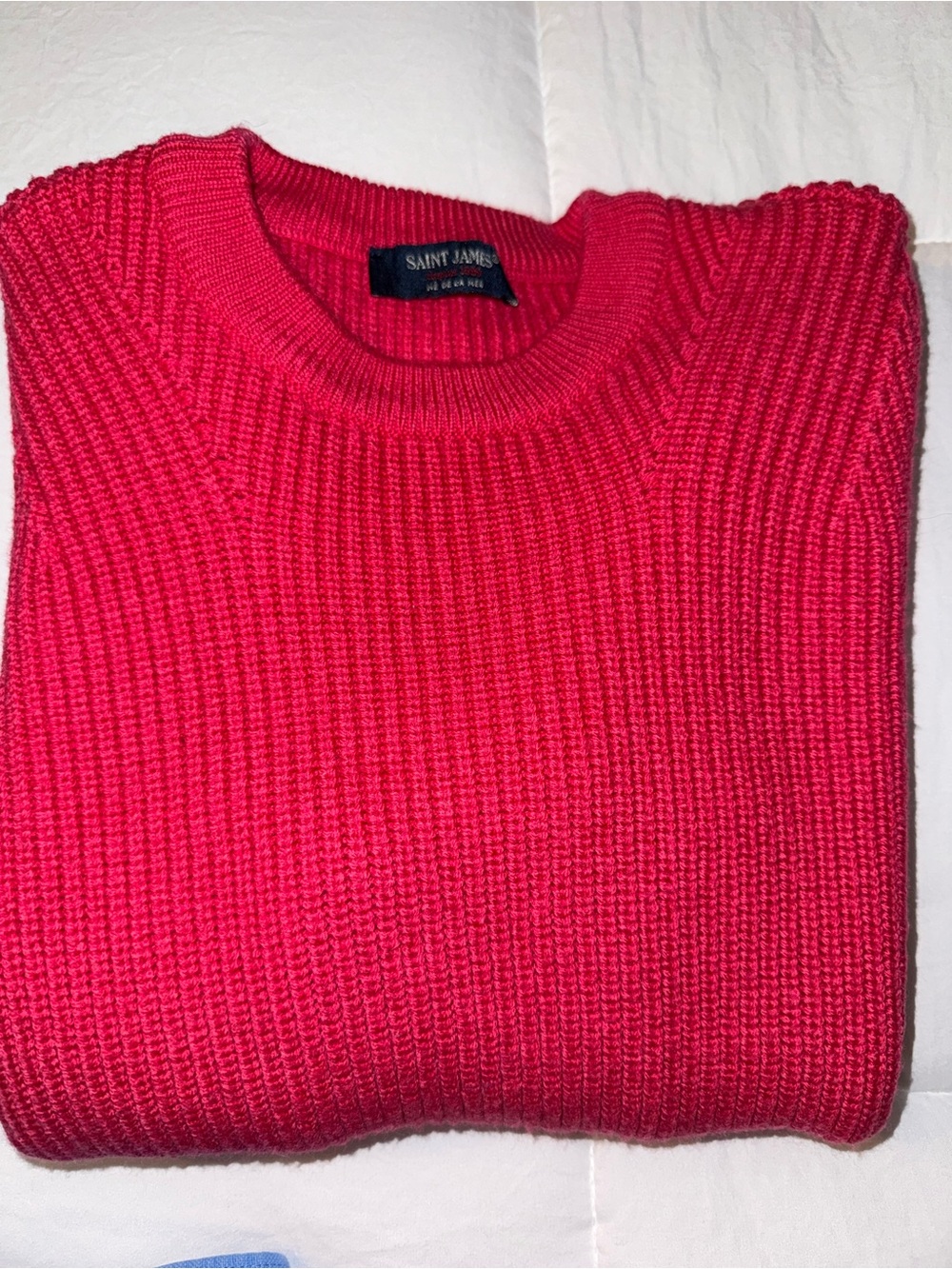 Saint James Ribbed Crewneck Sweater in Raspberry - Picture 7 of 7